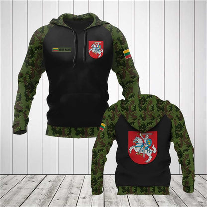 Custom Name Lithuania Coat Of Arms Camo Unisex Adult Hoodies