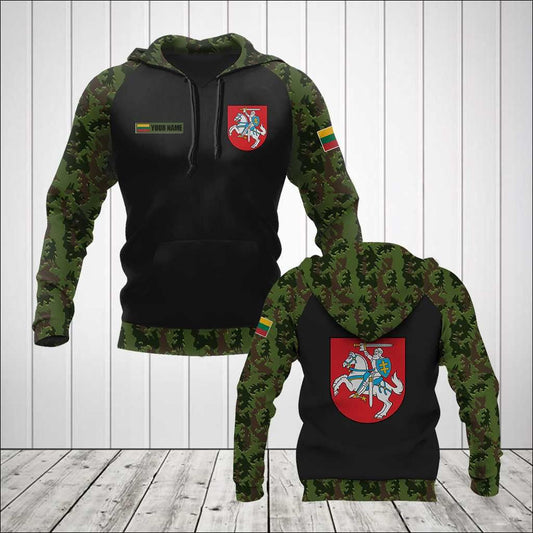 Custom Name Lithuania Coat Of Arms Camo Unisex Adult Hoodies