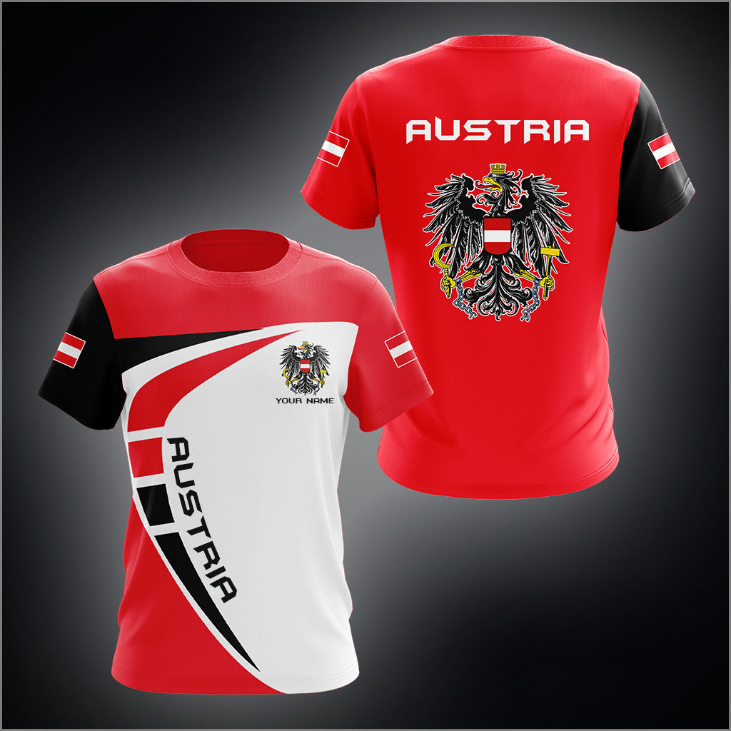 Custom Name Austria Flag Sport Style Unisex Adult Shirts