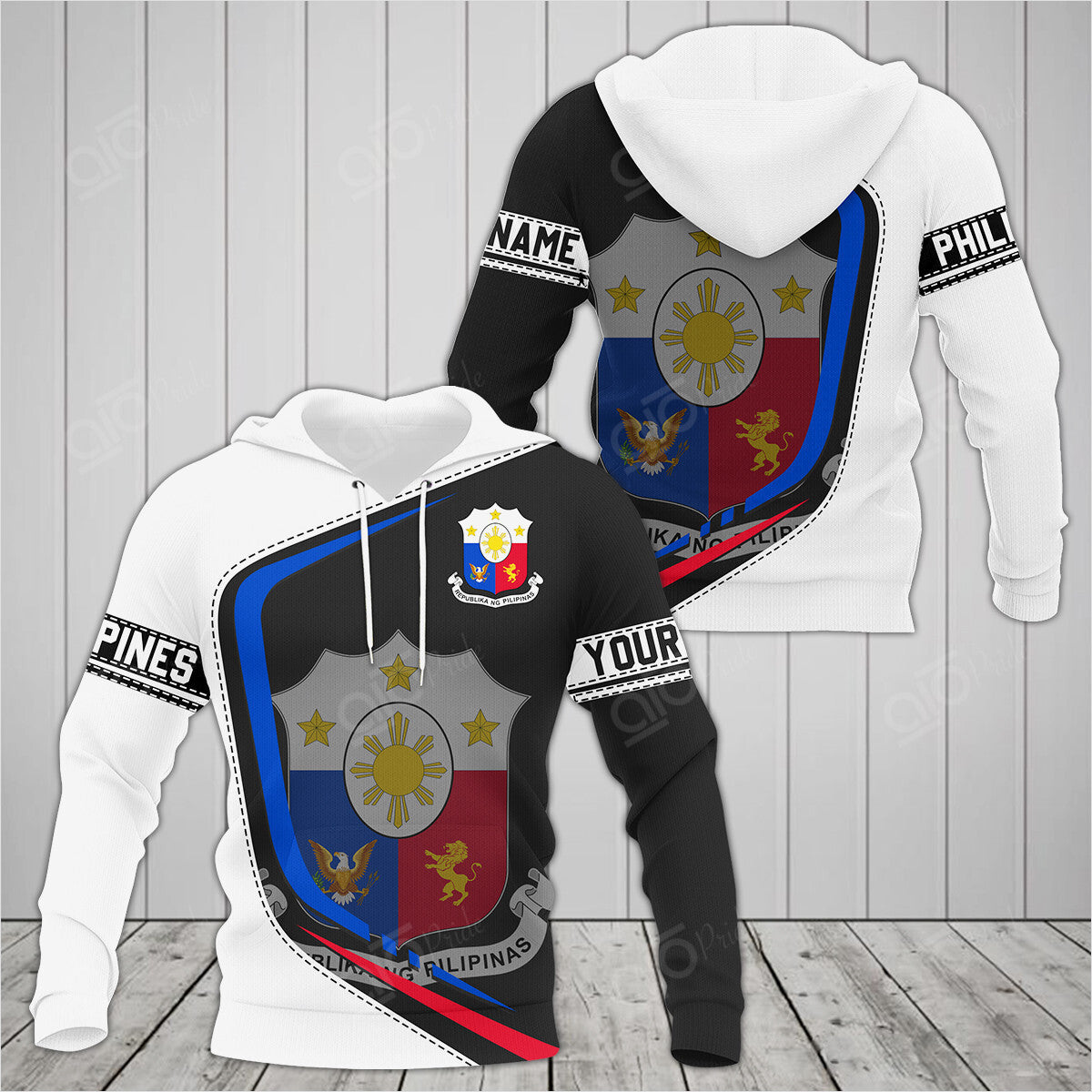 Custom Name Philippines Border Coat Of Arms Hoodies