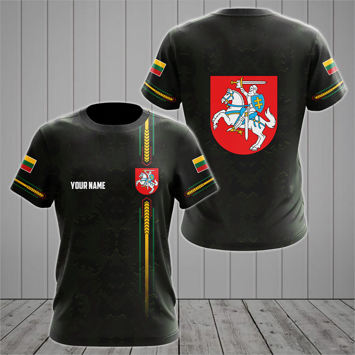 Customize Lithuania Coat Of Arms Camo Plus Unisex Adult Shirts