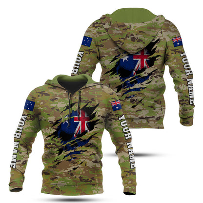 Unisex Shirts Custom Name Australia 3D Camouflage Skull Flag