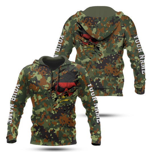 Unisex Shirts Custom Name Germany Camouflage Army Skull