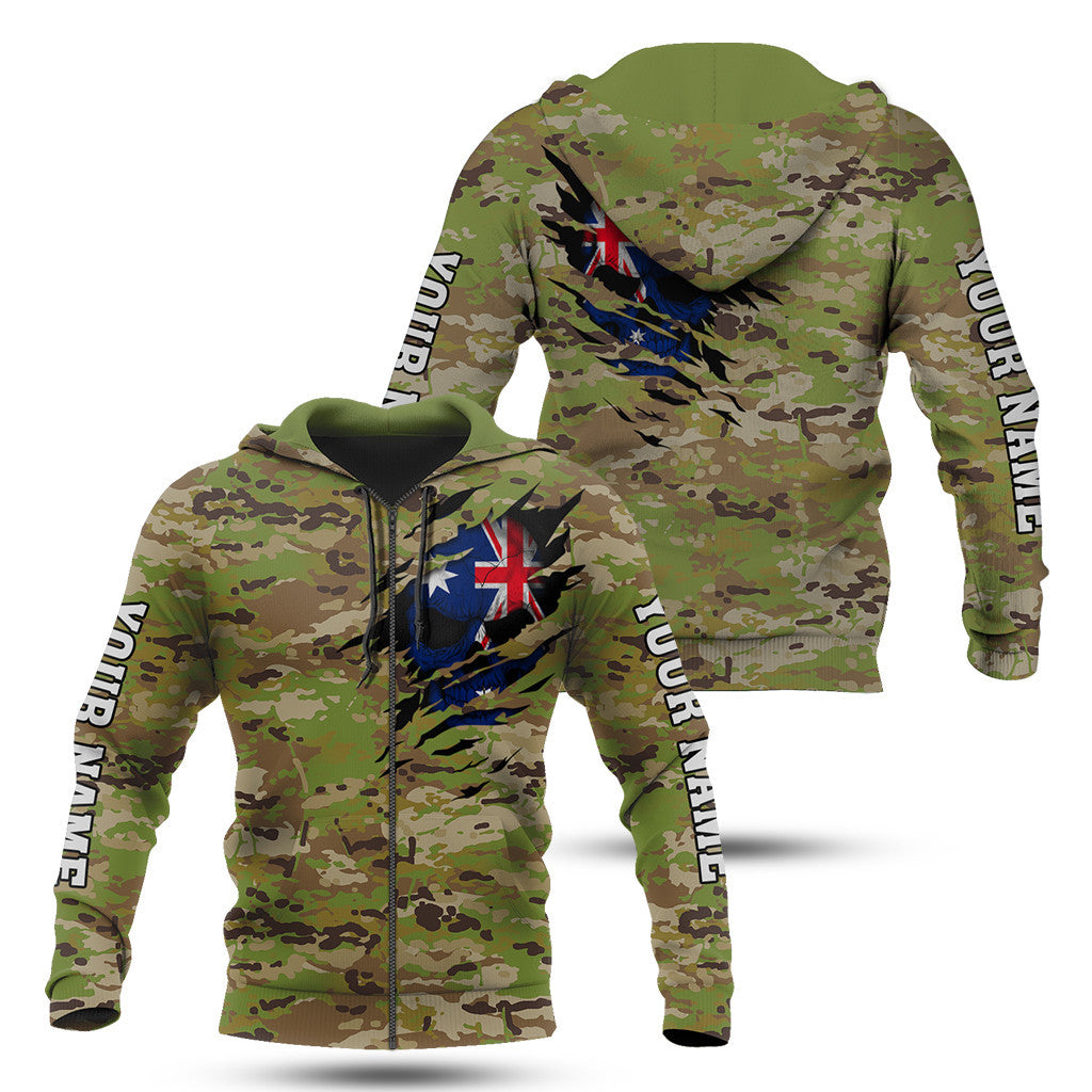 Unisex Shirts mit Namen Australien Camouflage Totenkopf Army