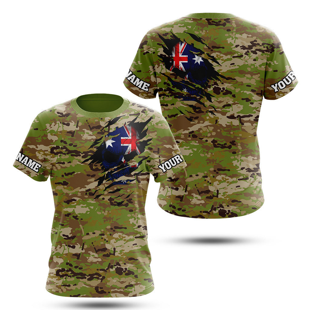 Unisex Shirts Custom Name Australia Camouflage Skull Army