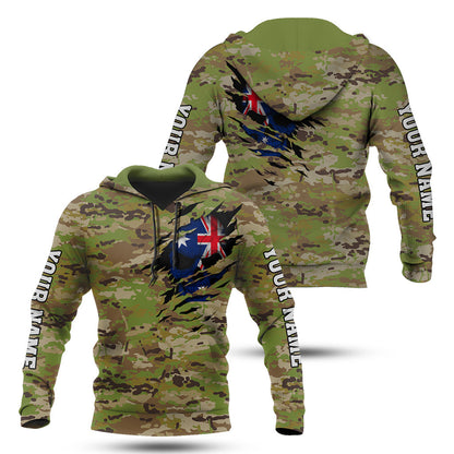 Unisex Shirts mit Namen Australien Camouflage Totenkopf Army