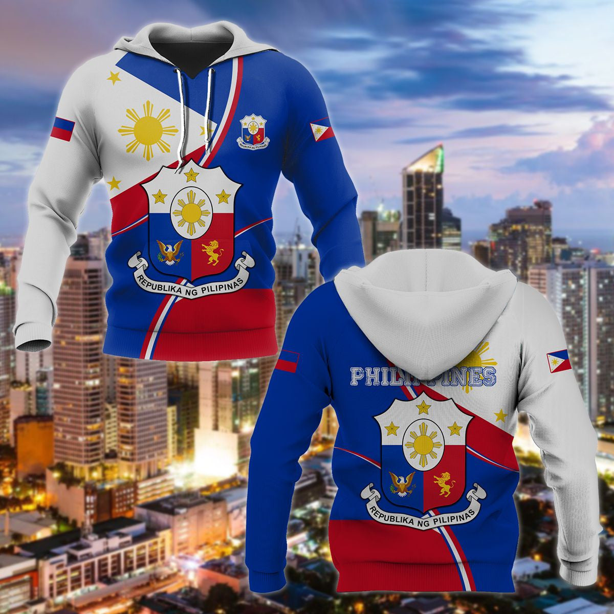 Philippines Coat Of Arms & Flag - New Version Unisex Adult Hoodies