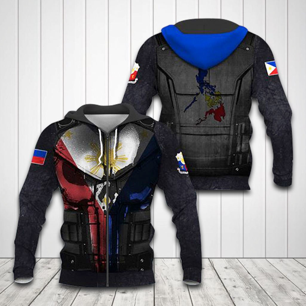 Sweat à capuche unisexe pour adulte avec drapeau des Philippines en 3D Armor