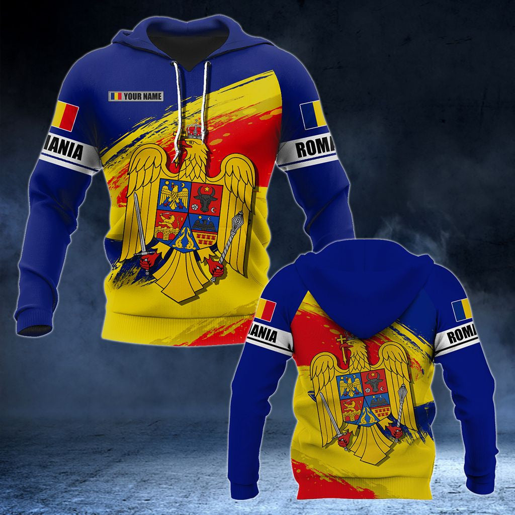 Customize Romania Coat Of Arms Paint Style Unisex Adult Hoodies