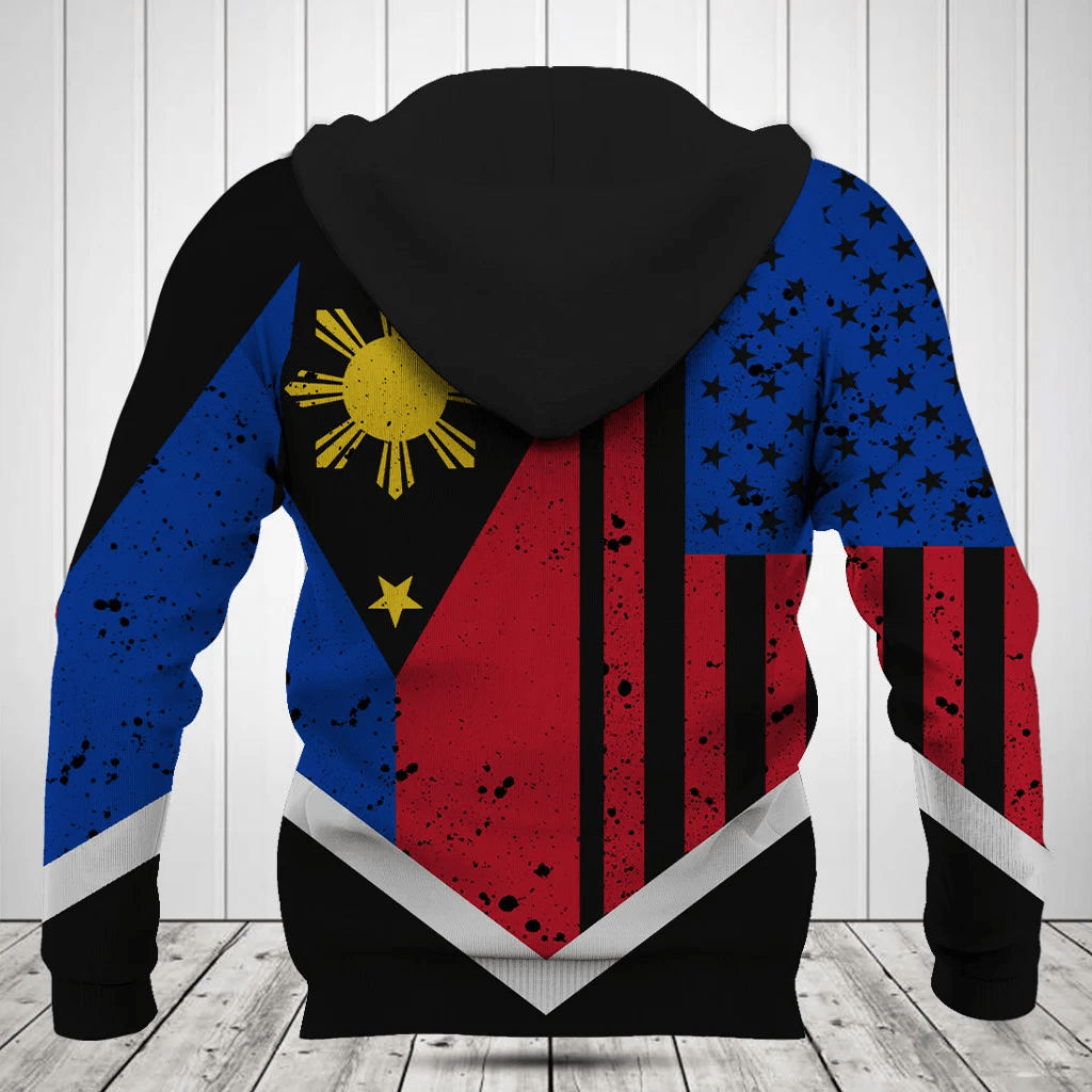 T-shirts grunge avec drapeau des Philippines et des États-Unis