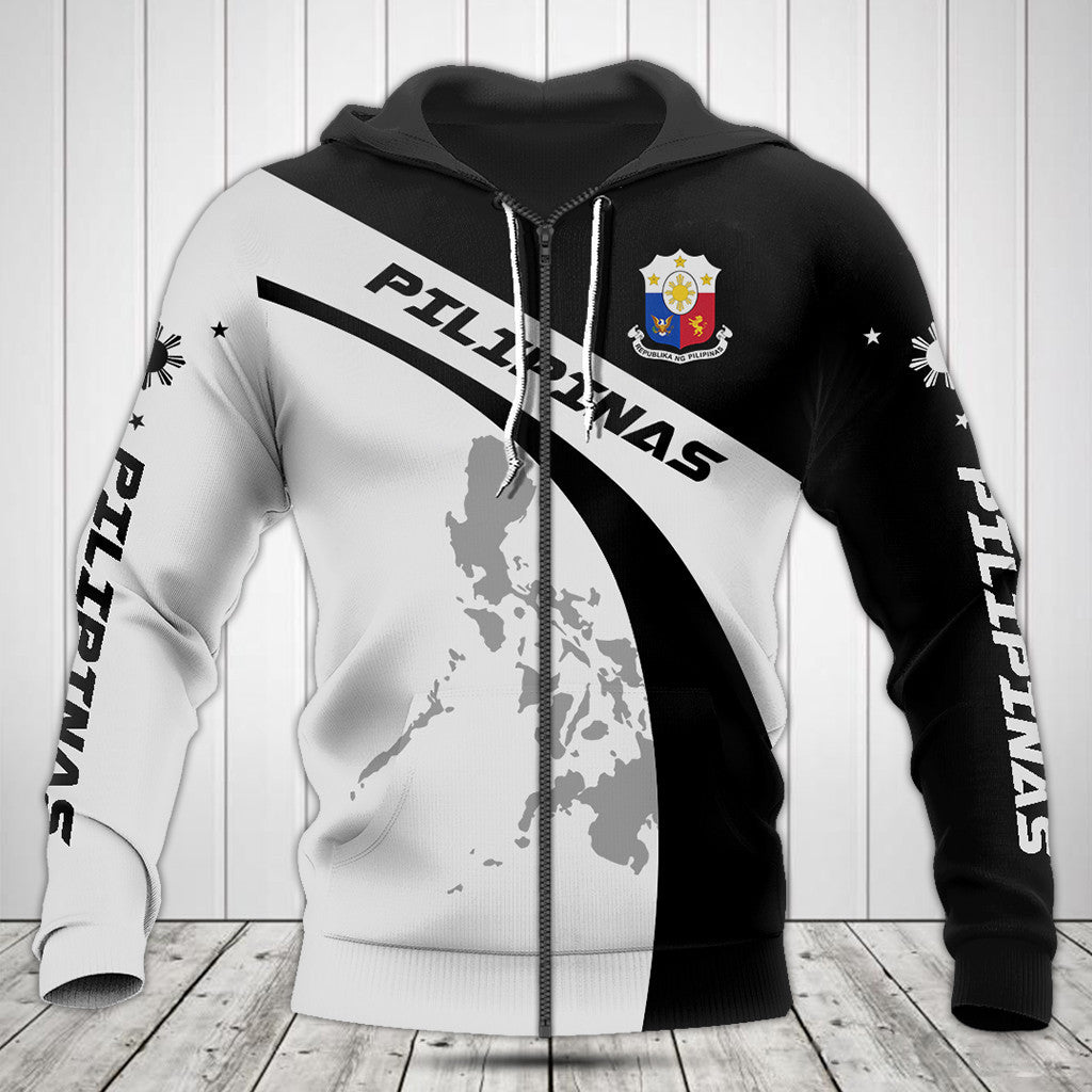 Customize Philippines Map And Coat Of Arms Black And White Shirts