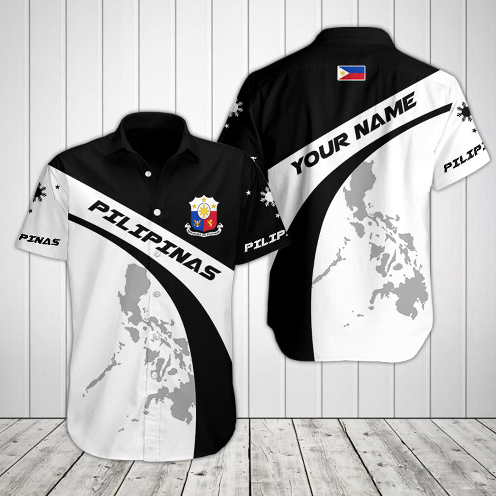 Customize Philippines Map And Coat Of Arms Black And White Shirts