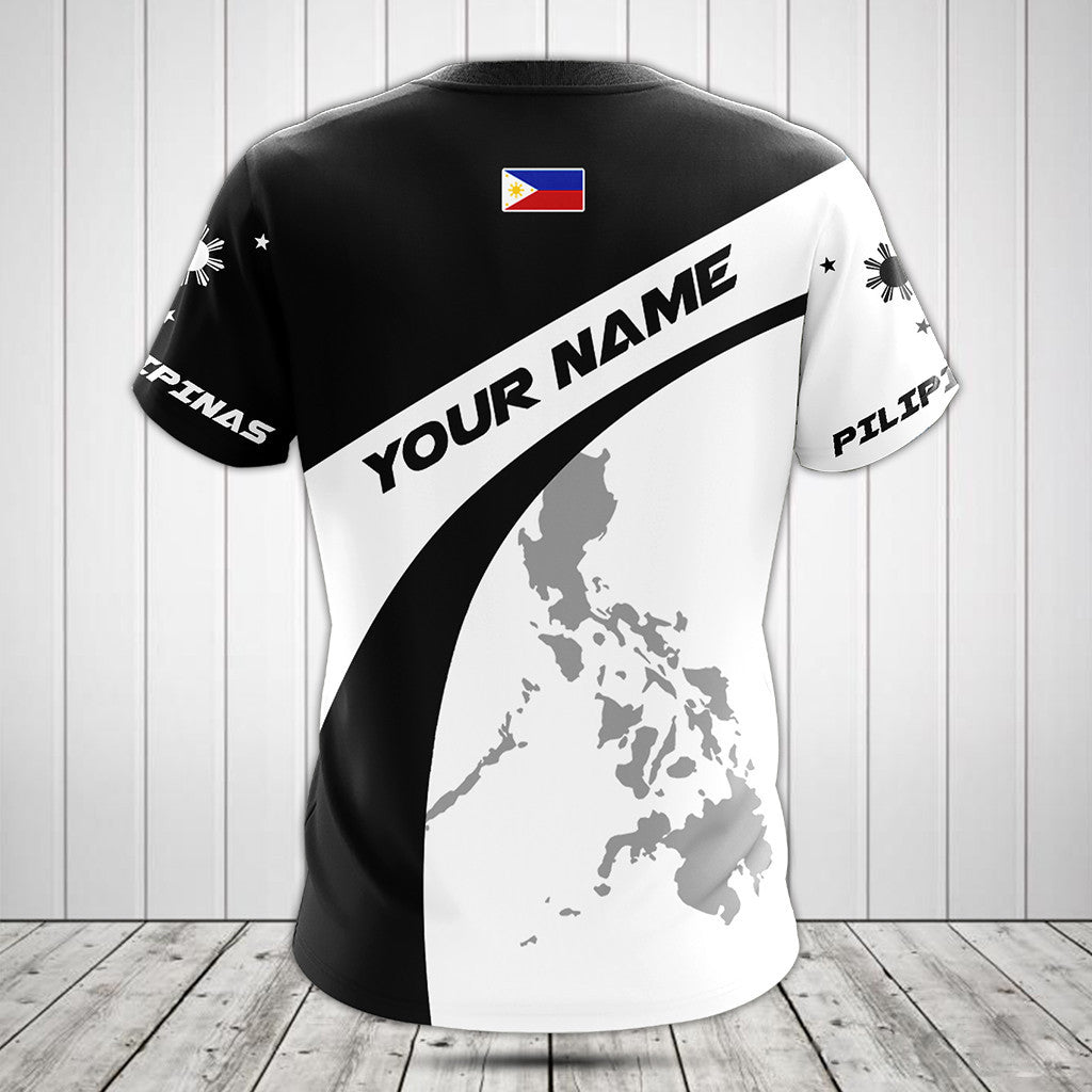 Customize Philippines Map And Coat Of Arms Black And White Shirts