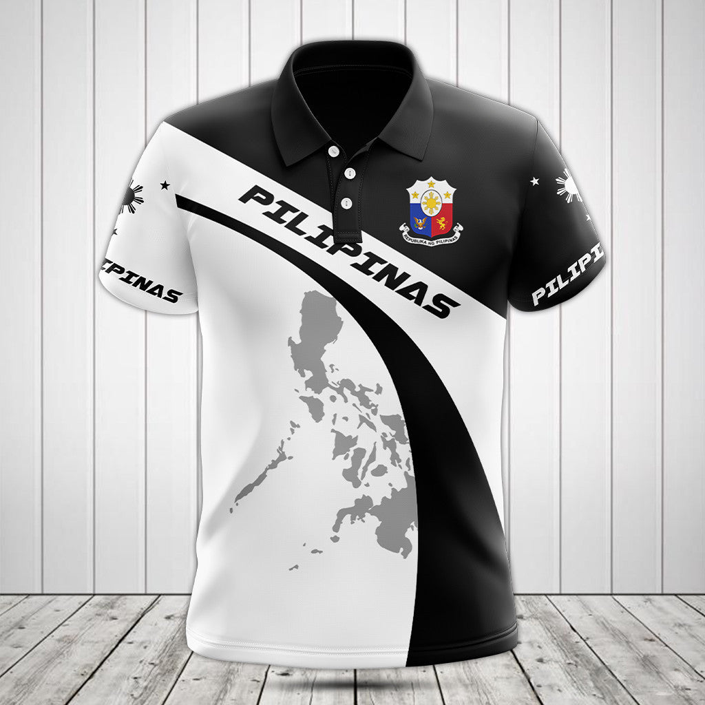 Customize Philippines Map And Coat Of Arms Black And White Shirts