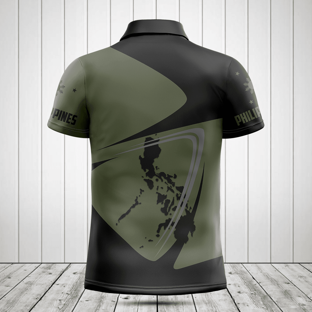 Customize Philippines Map Black And Olive Green Shirts