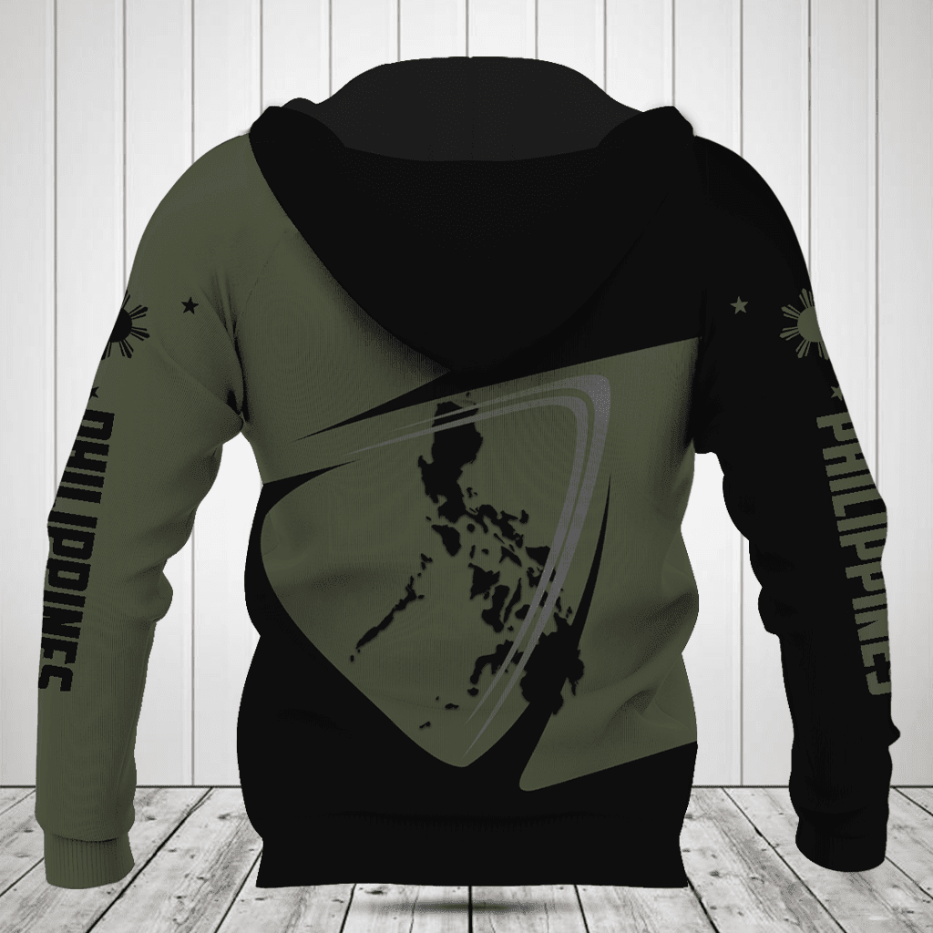 Customize Philippines Map Black And Olive Green Shirts