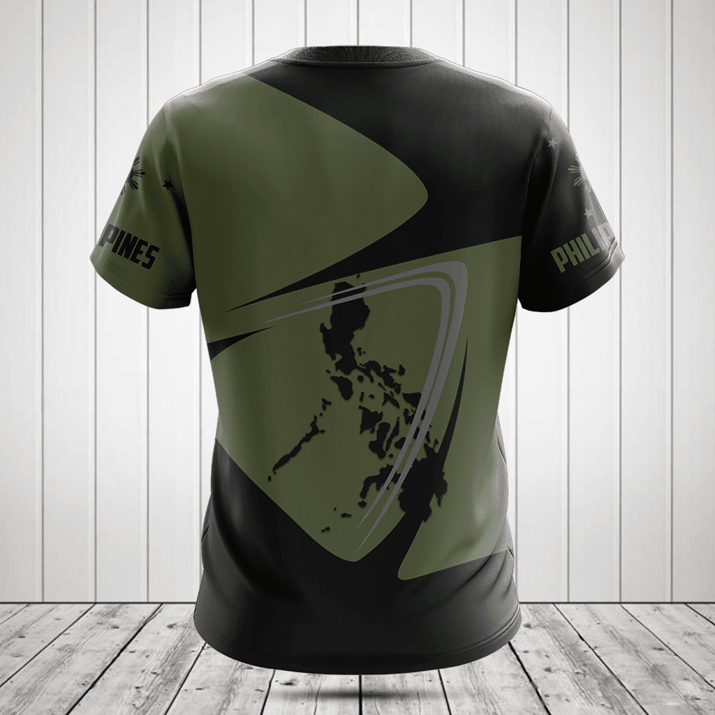 Customize Philippines Map Black And Olive Green Shirts