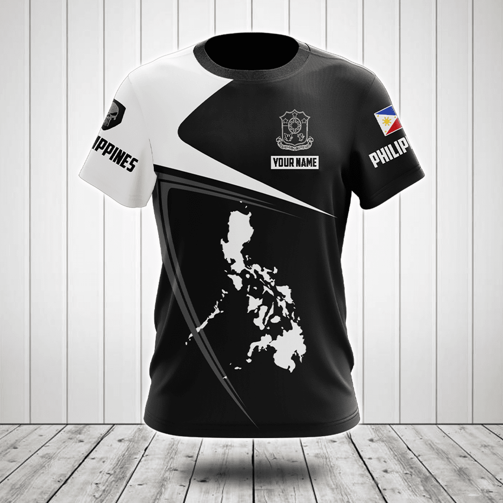 Customize Philippines Map Black And White Shirts