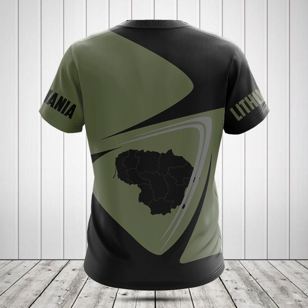 Customize Lithuania Map Black And Olive Green Shirts