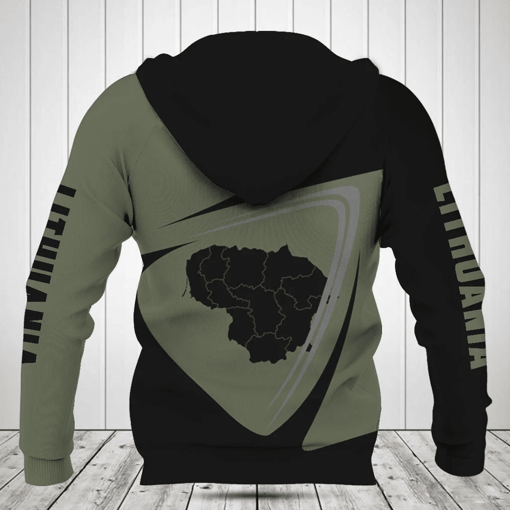 Customize Lithuania Map Black And Olive Green Shirts