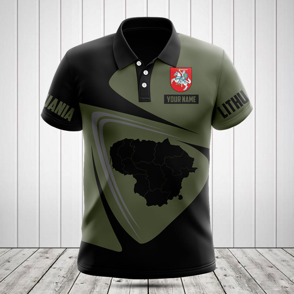 Customize Lithuania Map Black And Olive Green Shirts