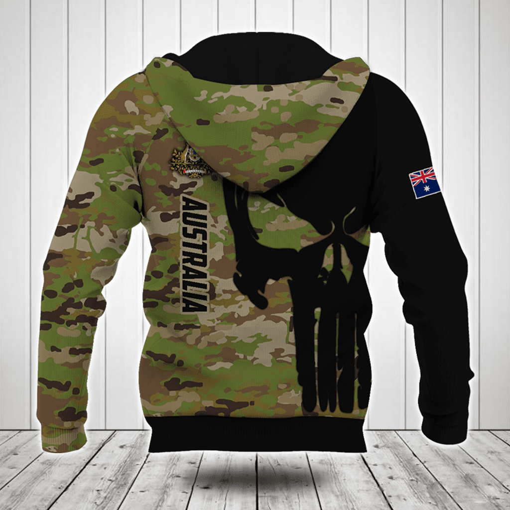 Customize Australia Black Skull Camouflage Shirts