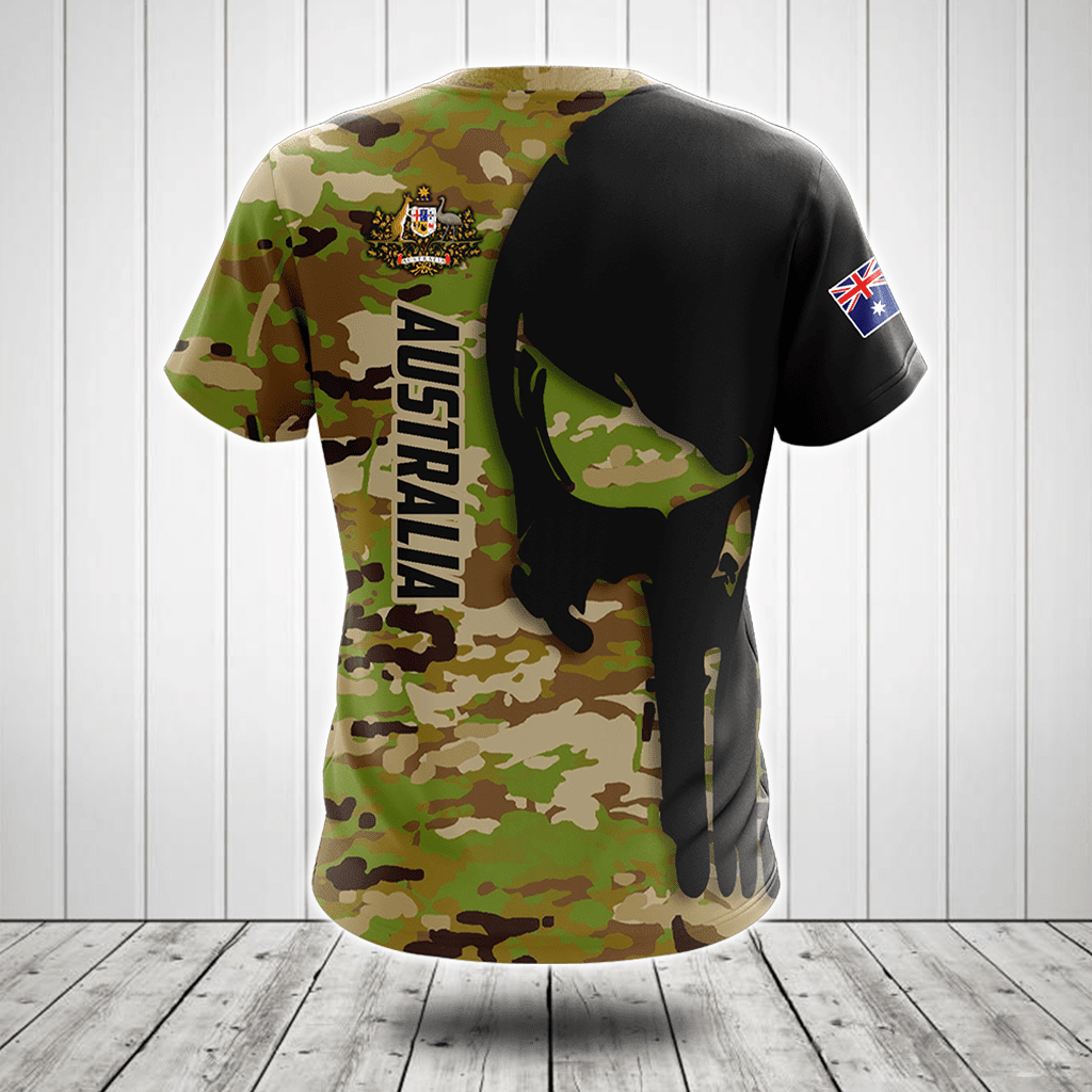 Customize Australia Black Skull Camouflage Shirts