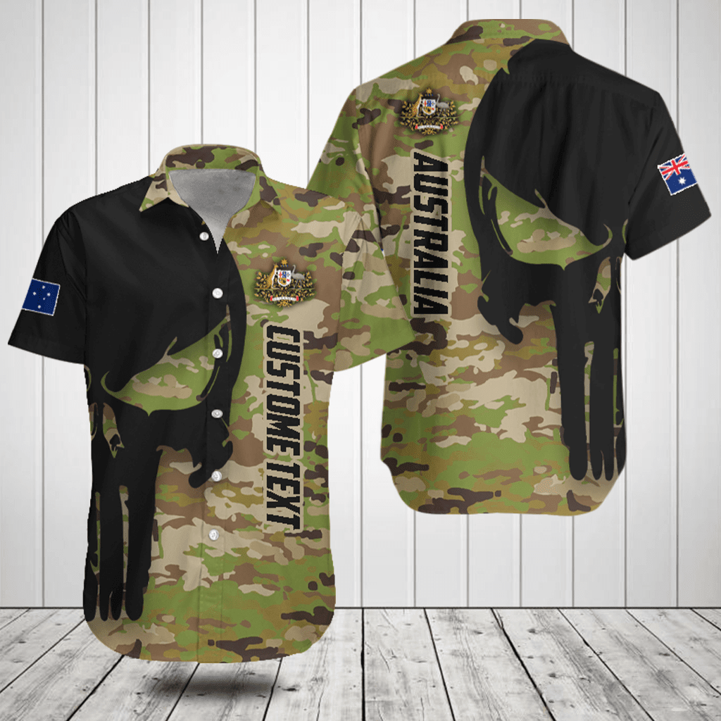 Customize Australia Black Skull Camouflage Shirts