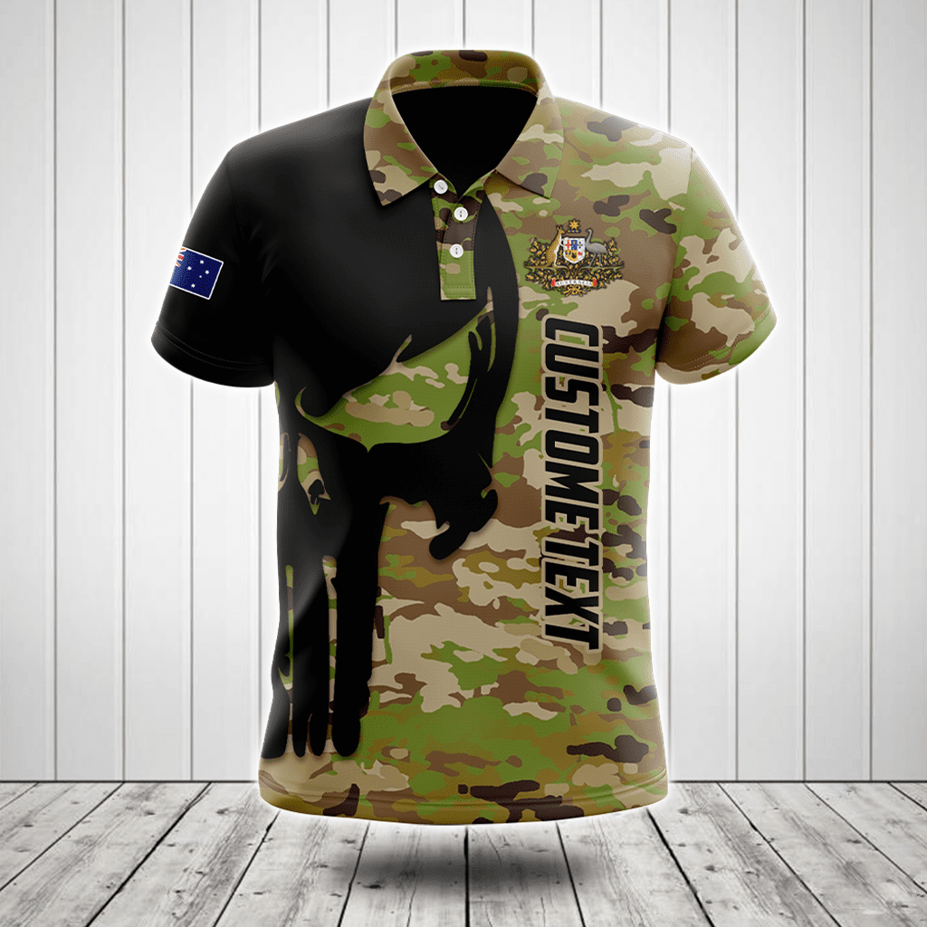 Customize Australia Black Skull Camouflage Shirts