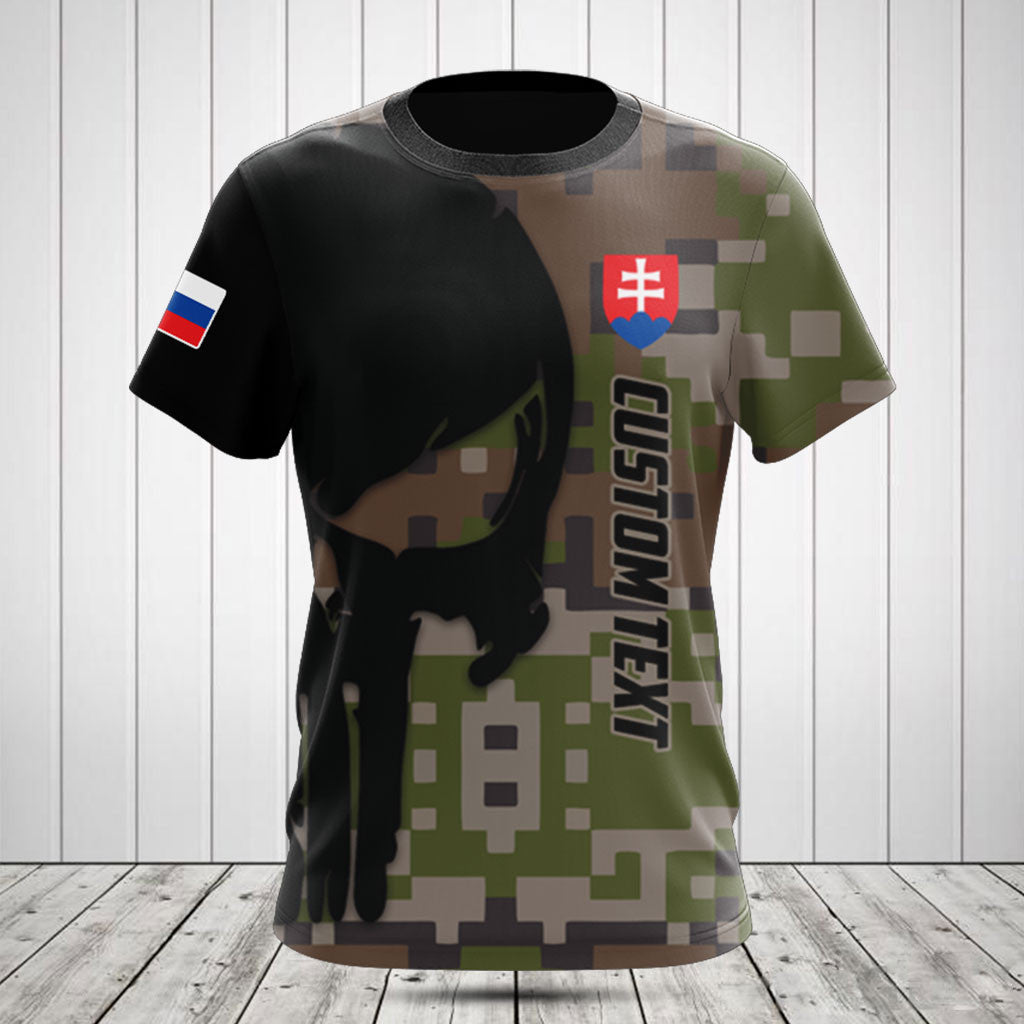 Customize Slovakia Black Skull Camouflage Shirts