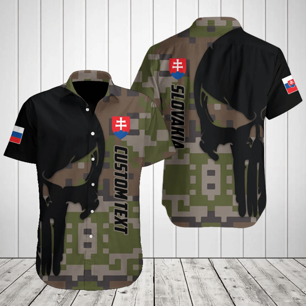 Customize Slovakia Black Skull Camouflage Shirts