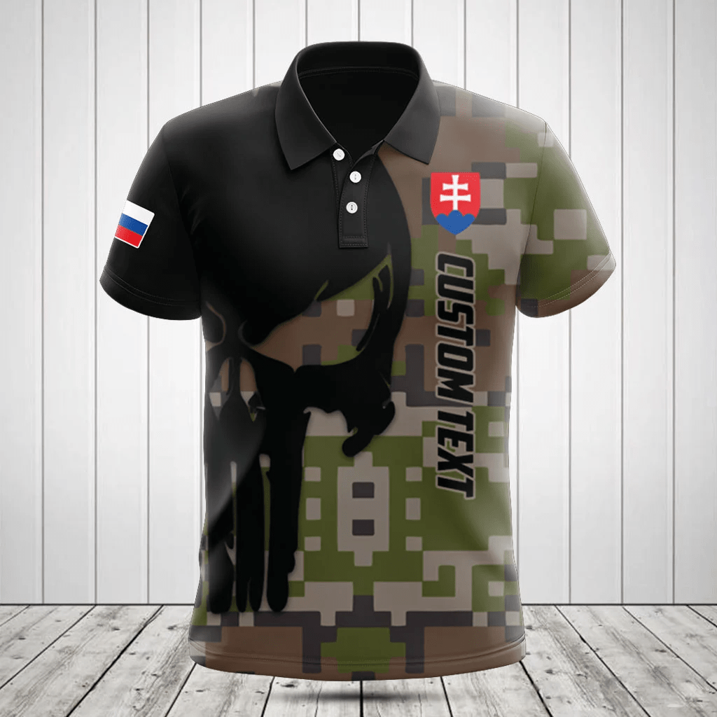 Customize Slovakia Black Skull Camouflage Shirts