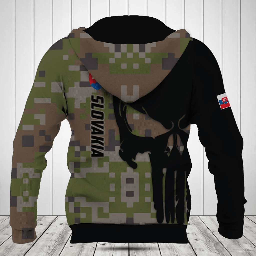 Customize Slovakia Black Skull Camouflage Shirts