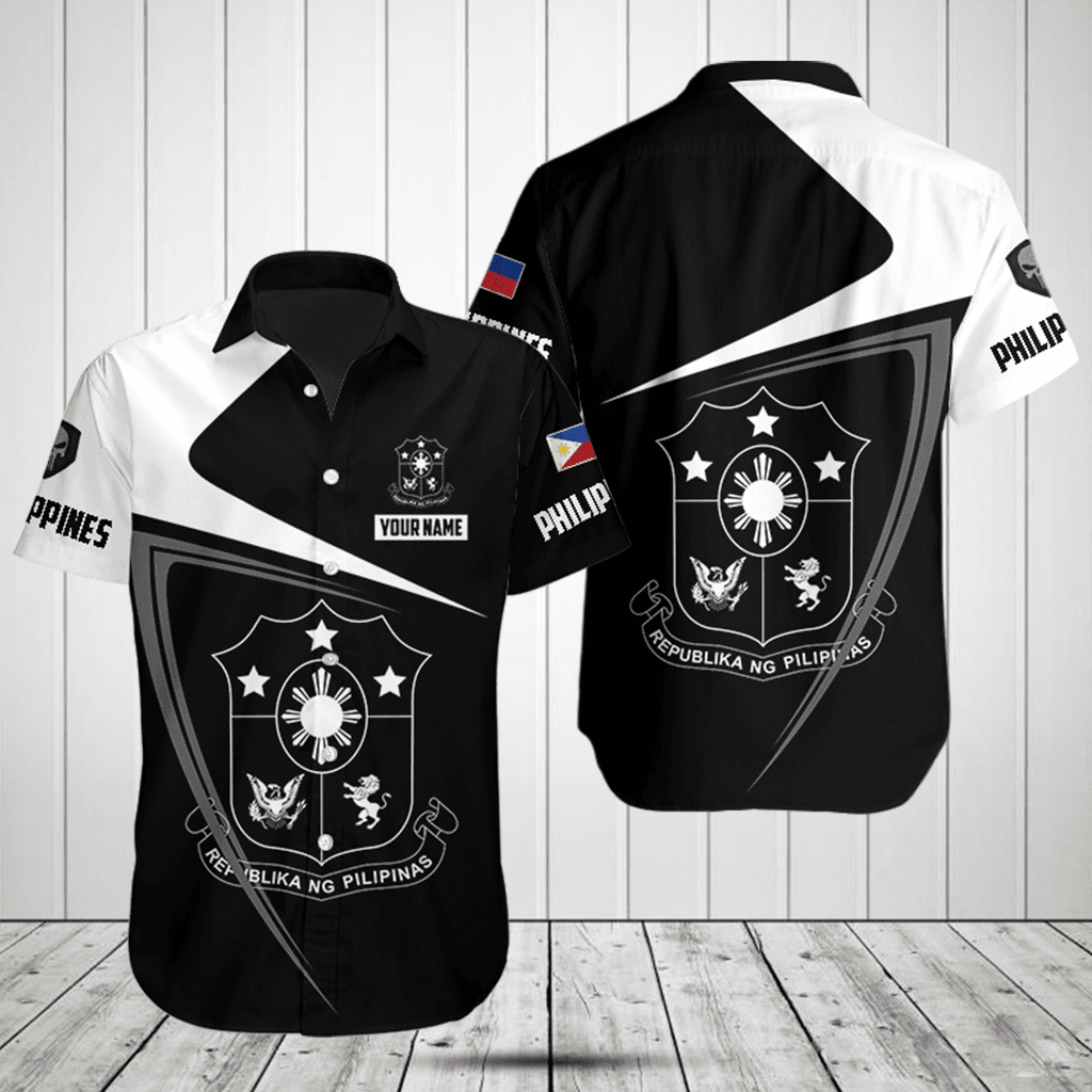 Customize Philippines Symbol Black And White Skull Shirts