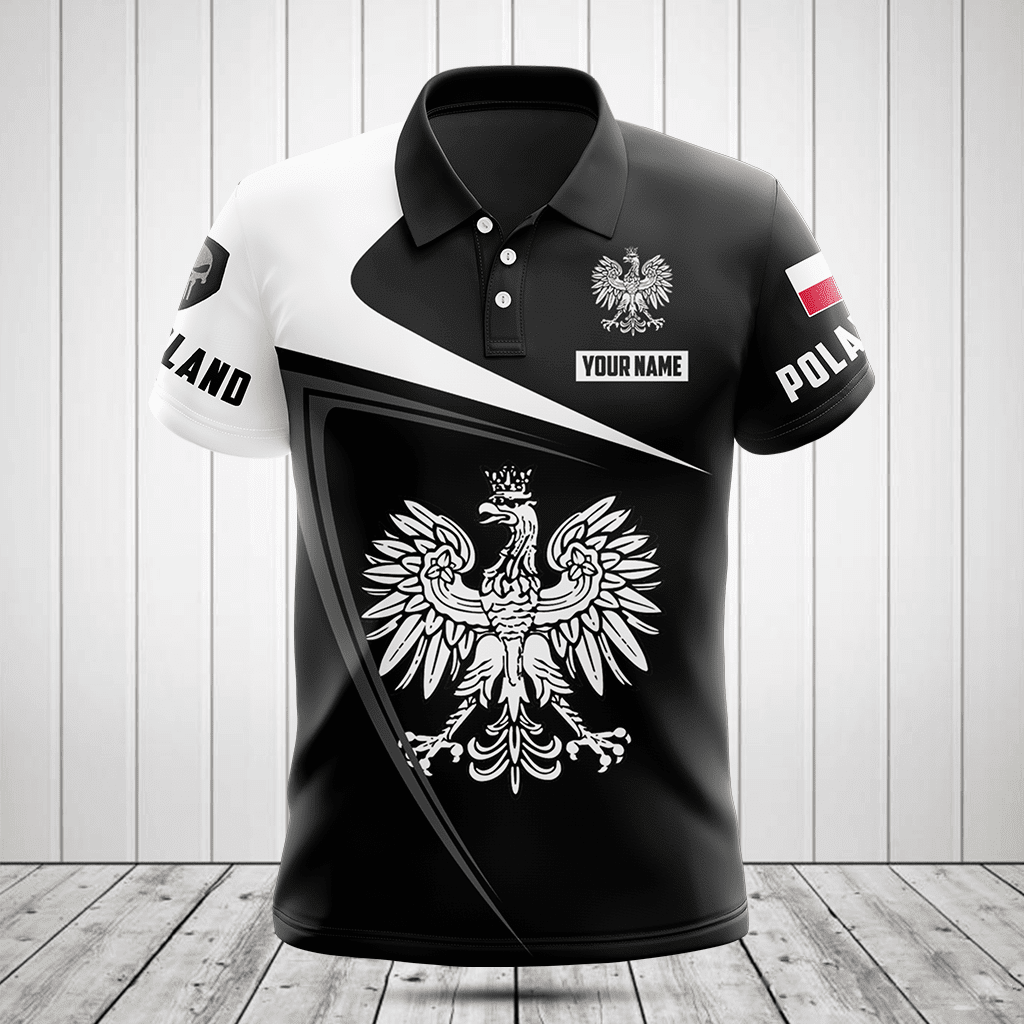 Fertigen Sie Polen Symbol Schwarz-Weiß-Schädel Shirts besonders an