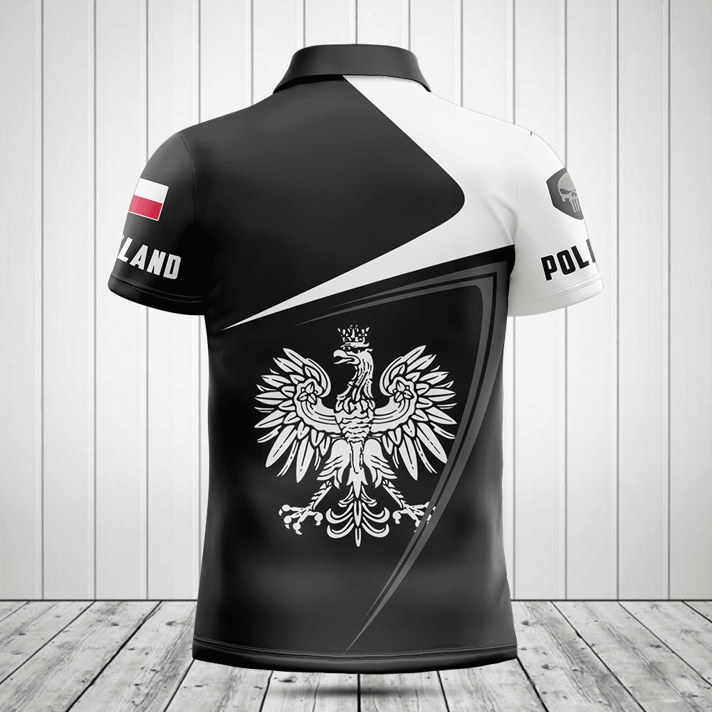 Fertigen Sie Polen Symbol Schwarz-Weiß-Schädel Shirts besonders an