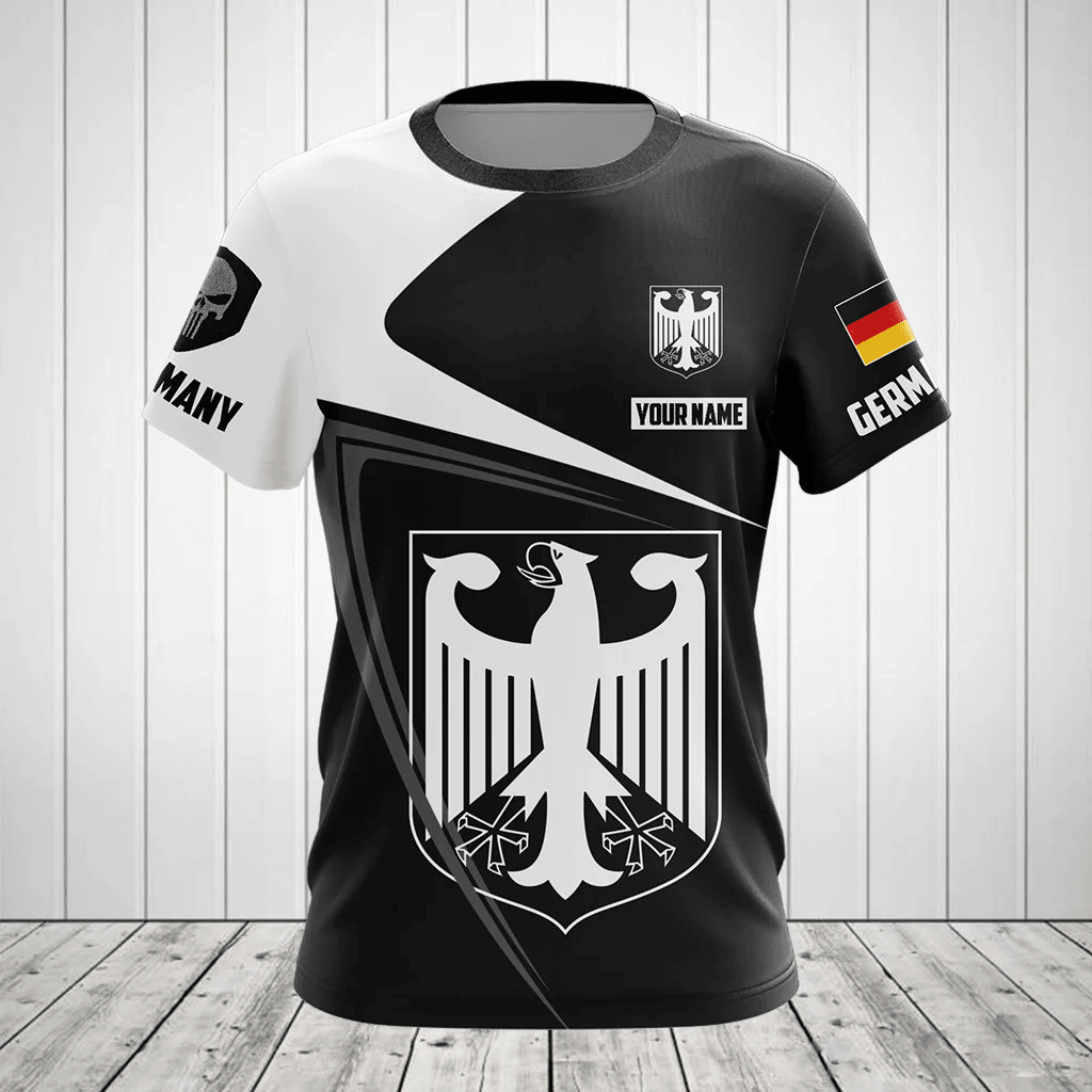 Customize Germany Symbol Black And White Skull Shirts