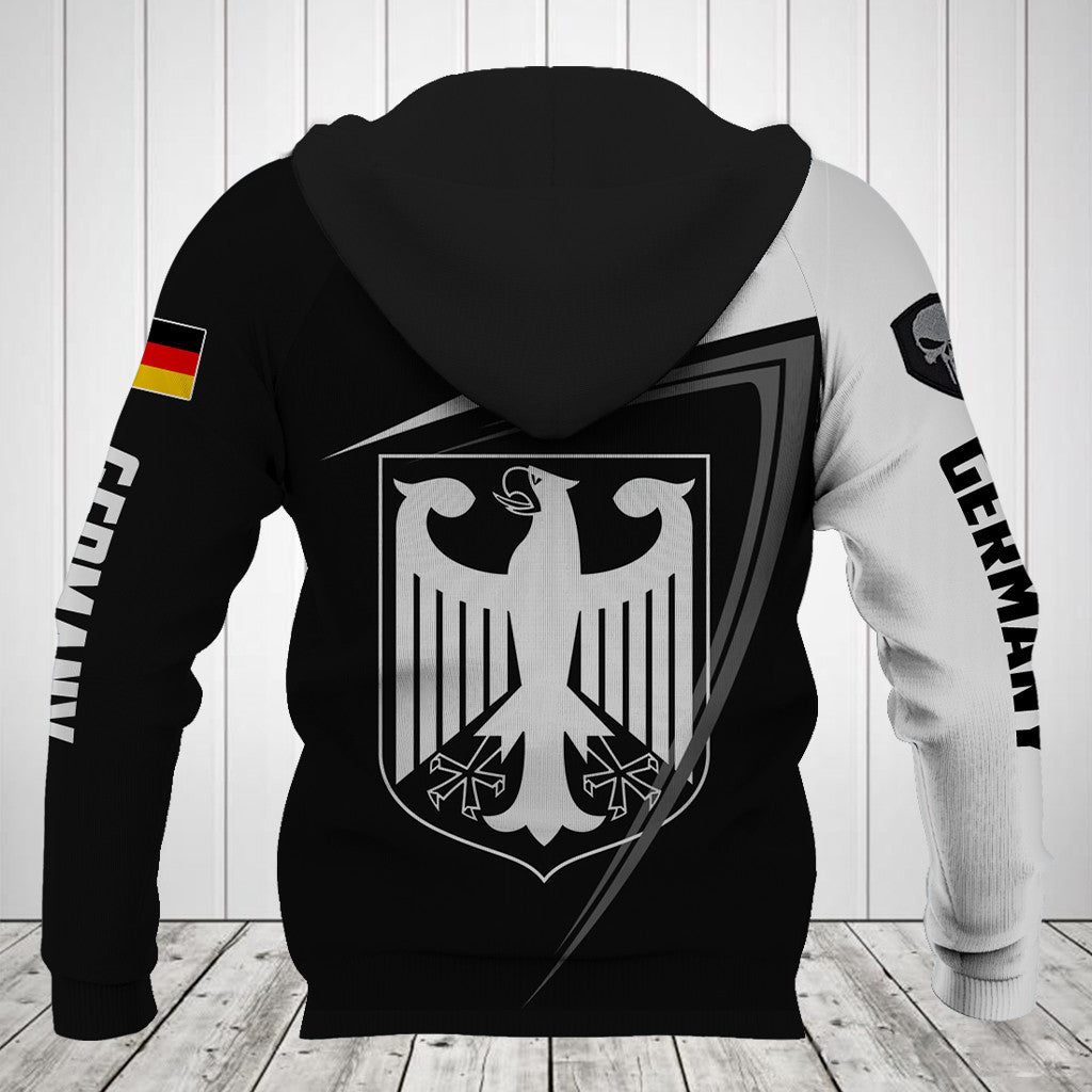 Customize Germany Symbol Black And White Skull Shirts