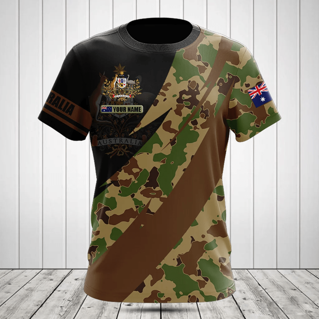 Customize Australia Coat Of Arms Camo Fire Style Shirts