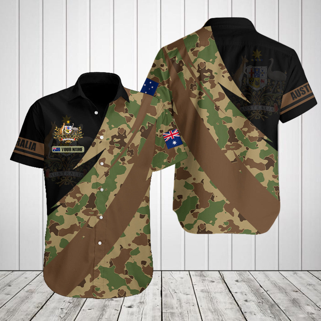 Passen Sie Australien Wappen Camo Feuer Stil Shirts