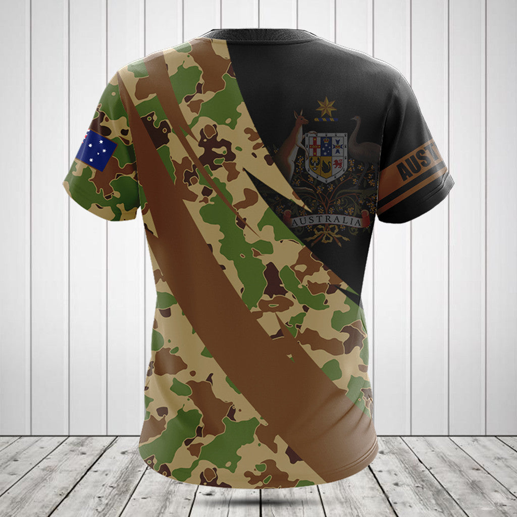 Passen Sie Australien Wappen Camo Feuer Stil Shirts