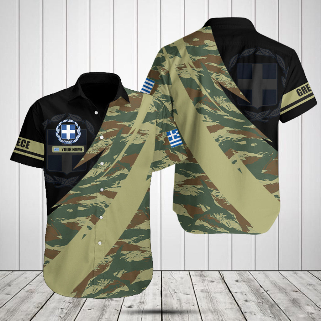 Customize Greece Coat Of Arms Camo Fire Style Shirts