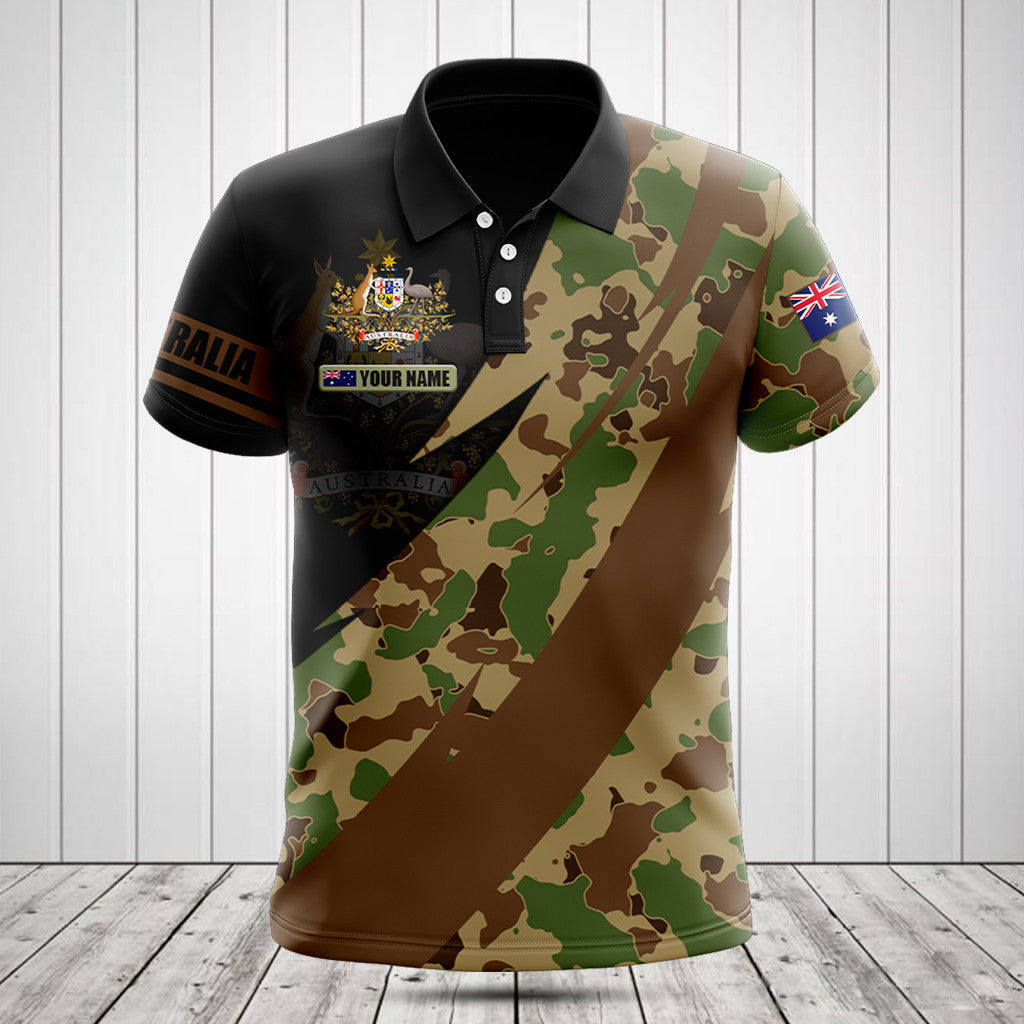 Passen Sie Australien Wappen Camo Feuer Stil Shirts