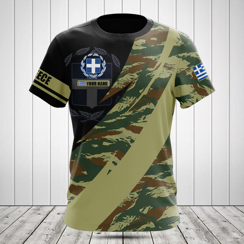 Customize Greece Coat Of Arms Camo Fire Style Shirts