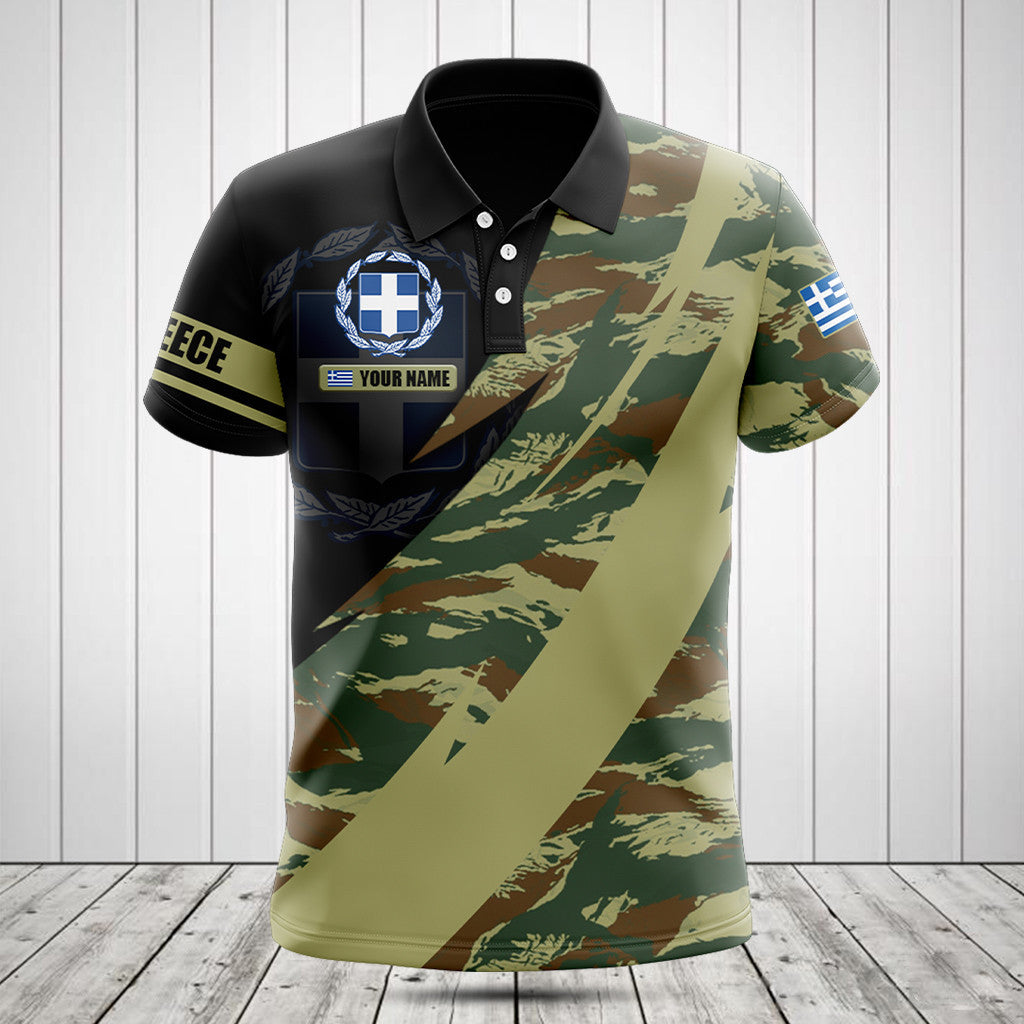 Customize Greece Coat Of Arms Camo Fire Style Shirts