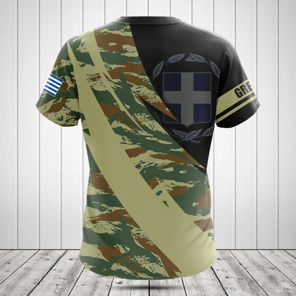 Customize Greece Coat Of Arms Camo Fire Style Shirts