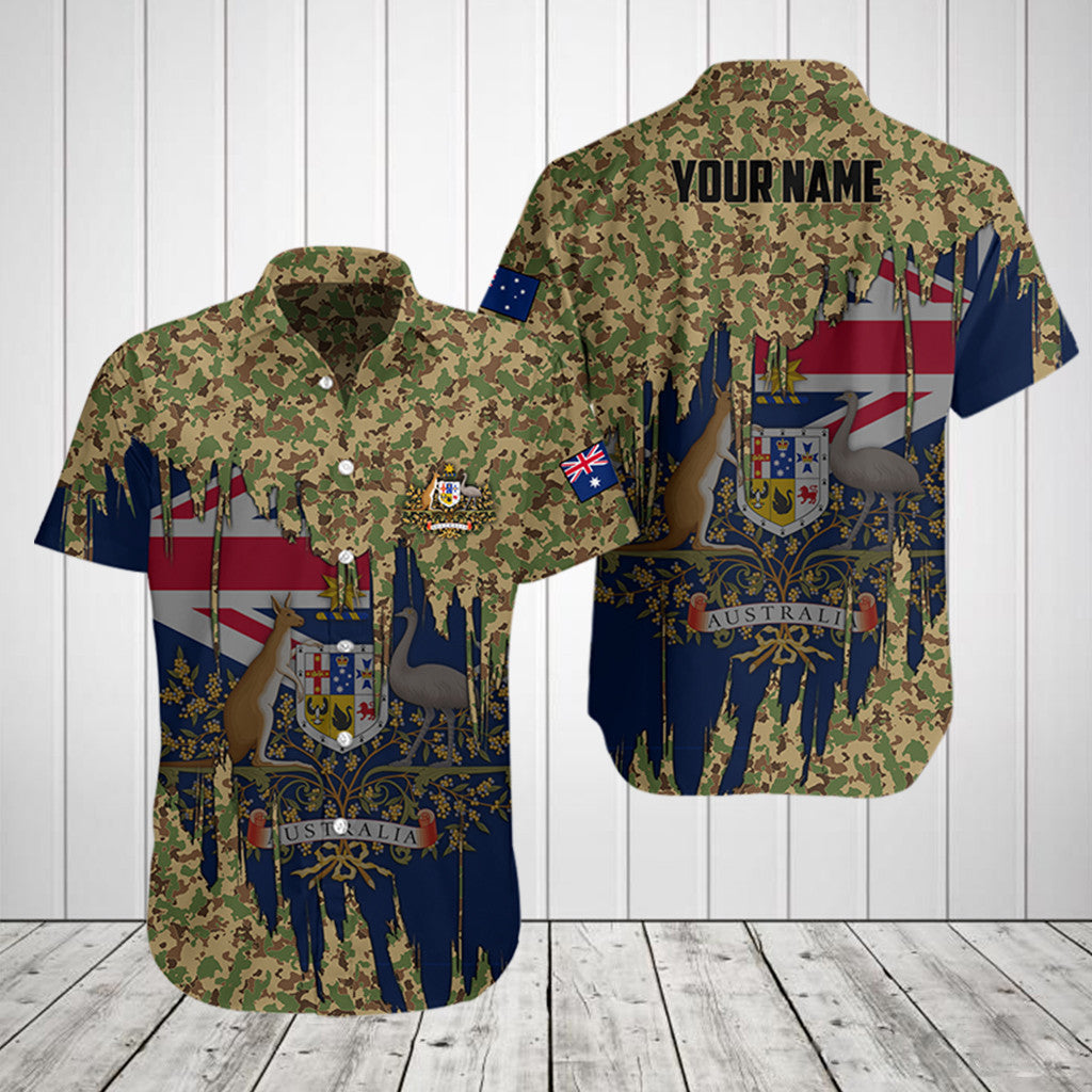 Passen Sie Australien Flagge und Wappen Camo Shirts