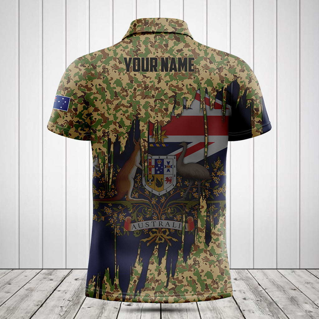 Passen Sie Australien Flagge und Wappen Camo Shirts