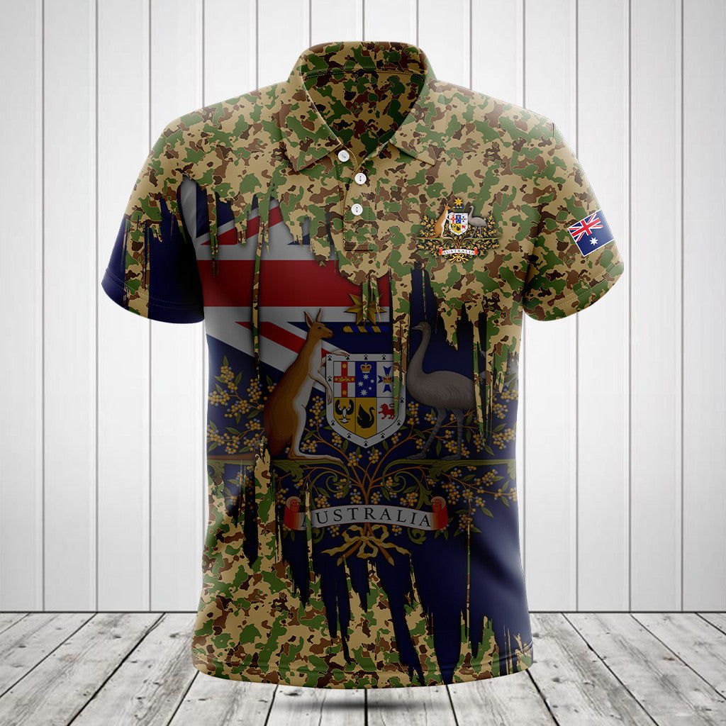 Customize Australia Flag And Coat Of Arms Camo Shirts