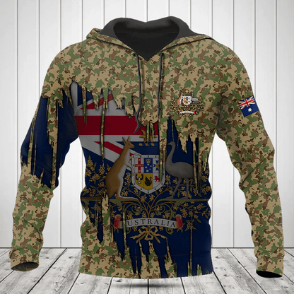 Passen Sie Australien Flagge und Wappen Camo Shirts